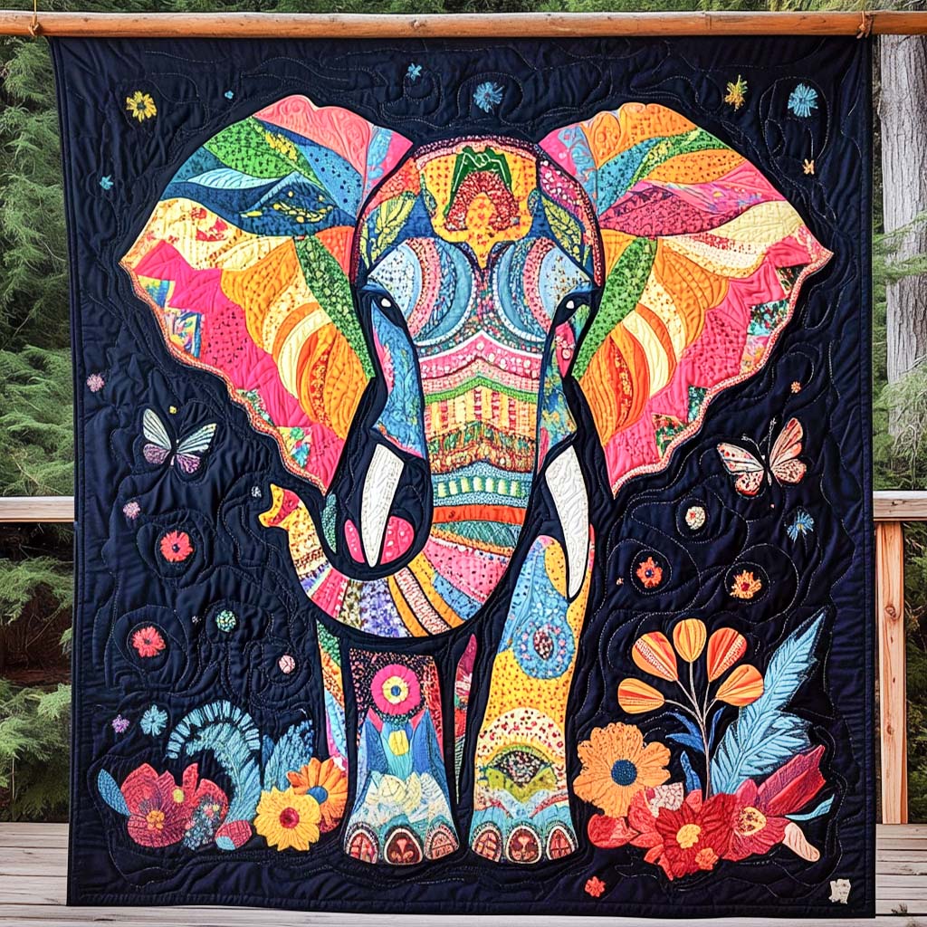 Bohemian Elephant Dream Quilted Blanket Bed Room Decoration Gift For Women - Tradiviet