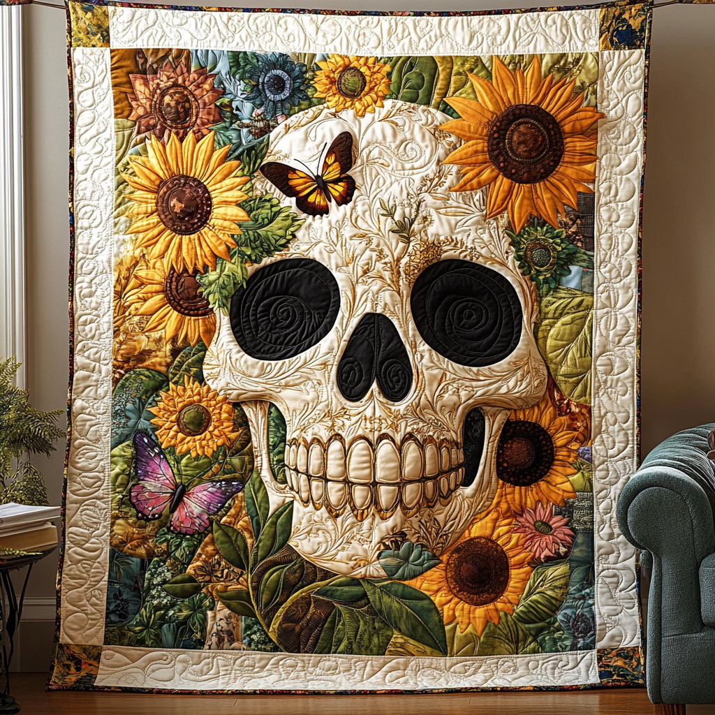 Boho Skull Quilted Blanket House Decorations Inside Gift For Indoor Decor - Tradiviet
