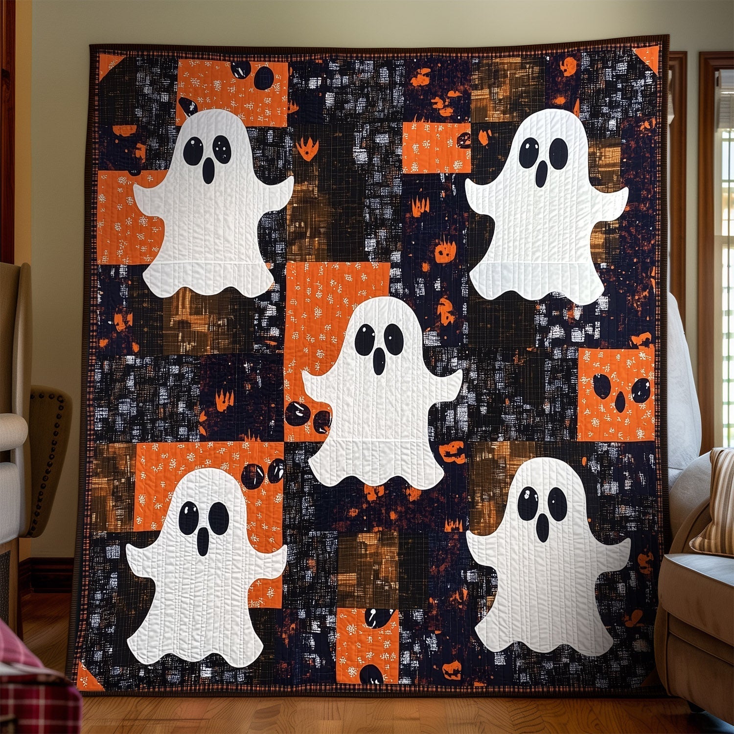 Boo-tiful Ghosts Quilted Blanket In God We Trust Gift For Shelf Decor - Tradiviet