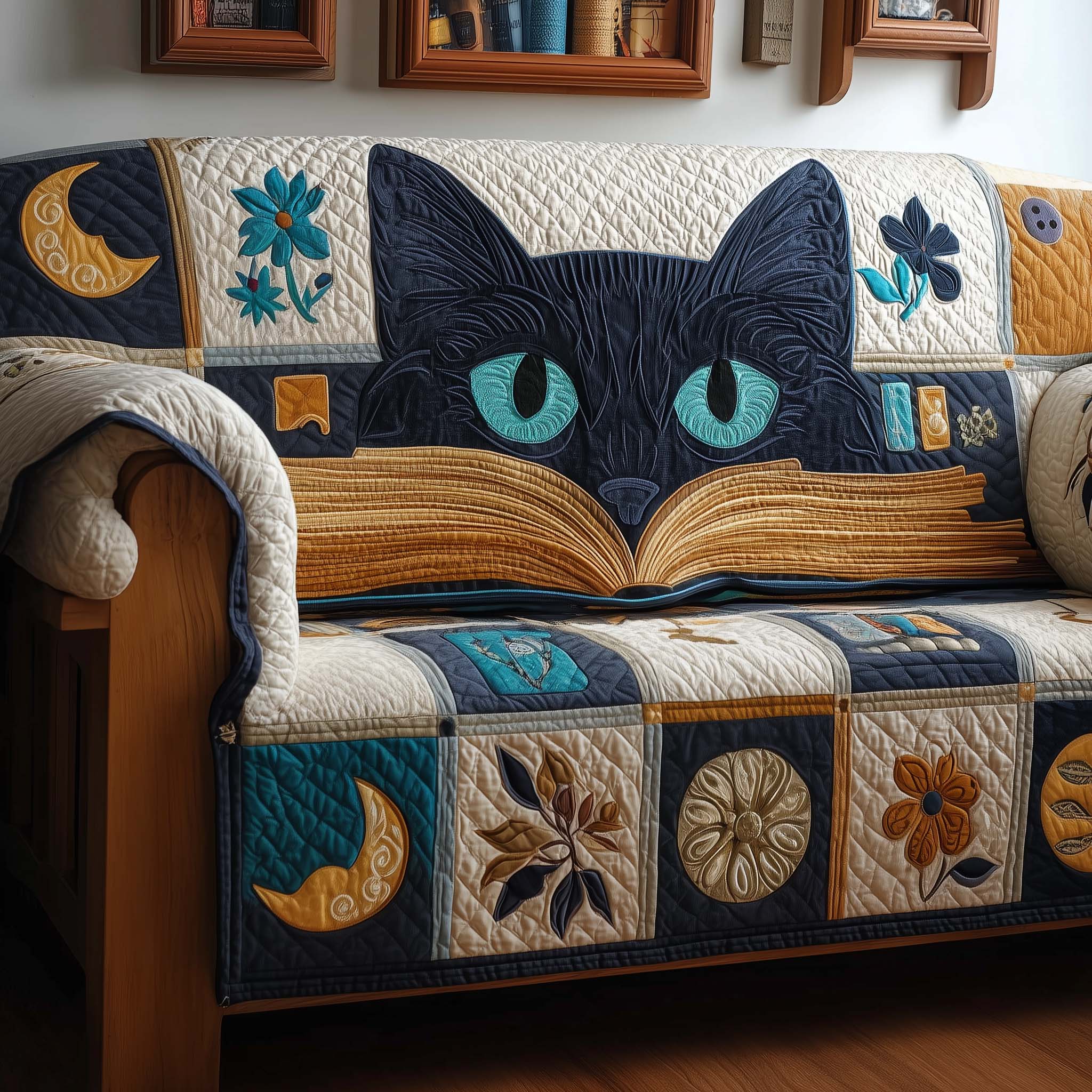 Book Cat Quilted Sofa Cover Cat Home Couch Cover Gifts For Home Decor - Tradiviet