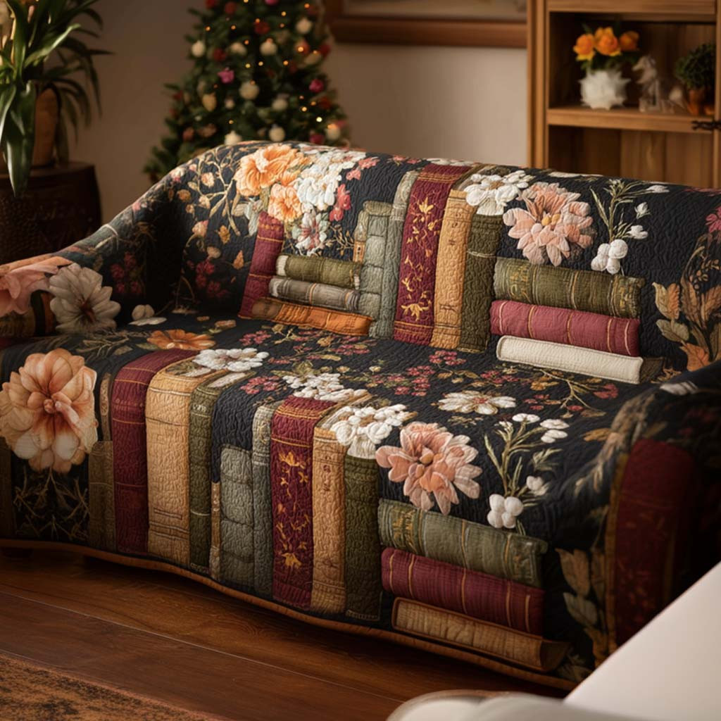 Bookish Calm Quilted Sofa Cover Furniture Couch Covers Cool Gifts For Readers - Tradiviet