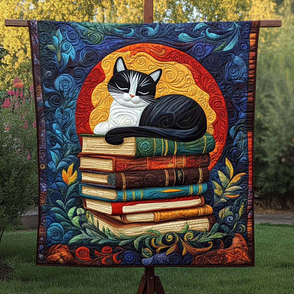 Bookish Kitty Quilted Blanket USA 250 Years Of Independence Unique Patriotic Gifts - Tradiviet
