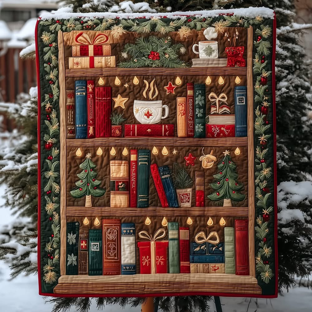 Bookshelf Corner Quilted Blanket Book Lovers Best Gifts Ideas For Christmas Holiday - Tradiviet