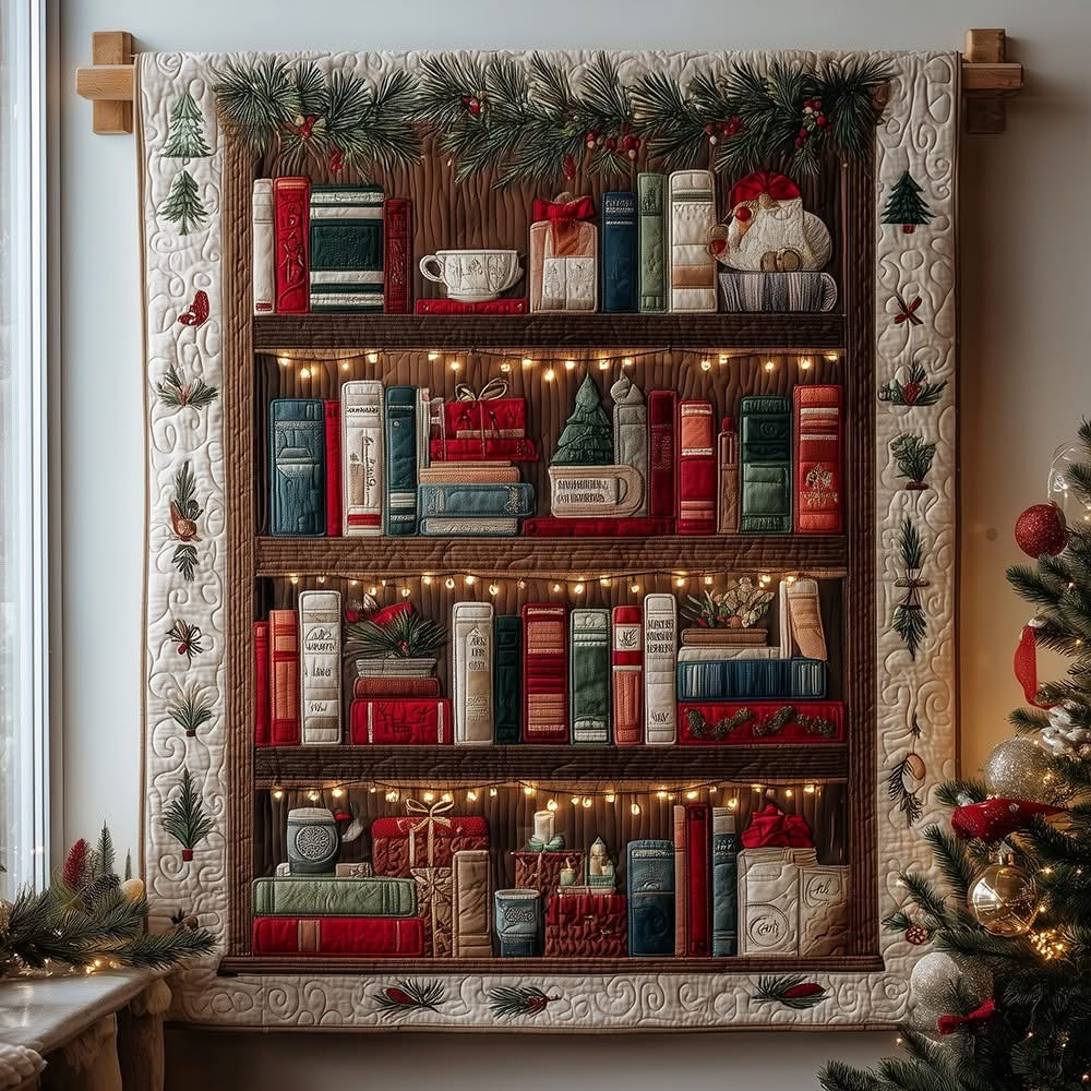 Bookshelf Quilted Blanket Great Gifts Ideas For Book Lovers Christmas Holiday - Tradiviet