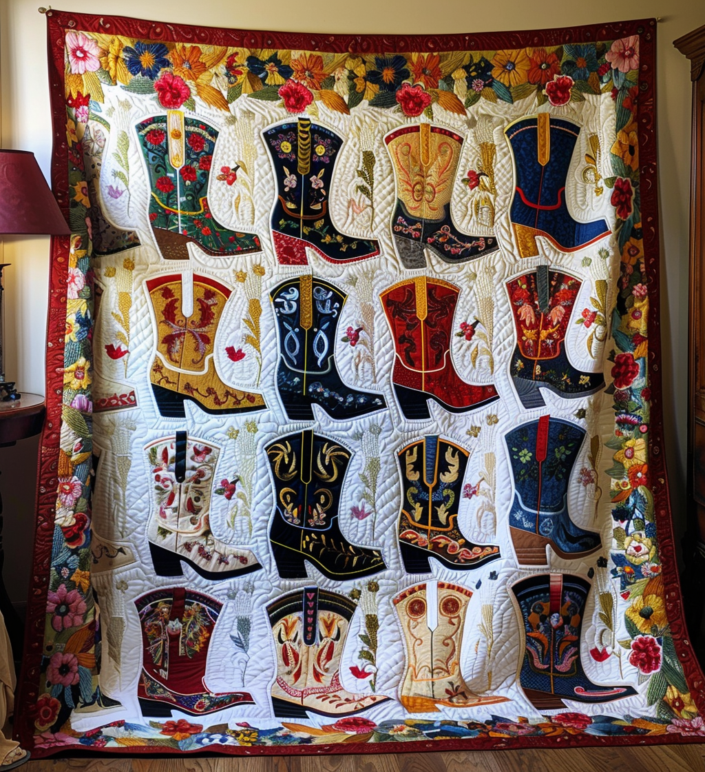 Boot Scooting Beauty Quilted Blanket We The People Patriotic Presents - Tradiviet