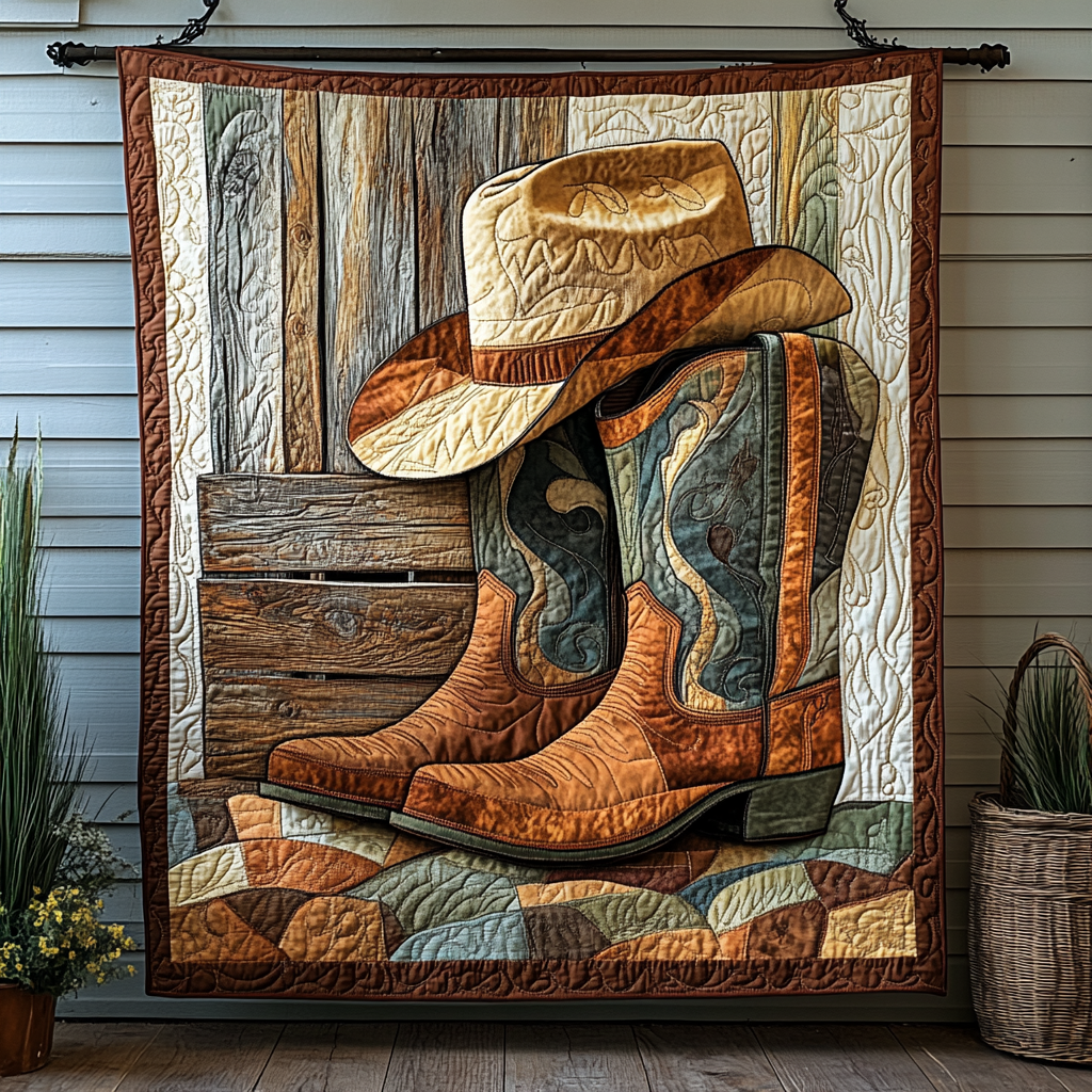 Boots And Bronco Quilted Blanket Celebrating USA 250 Gifts For 4Th Of July - Tradiviet