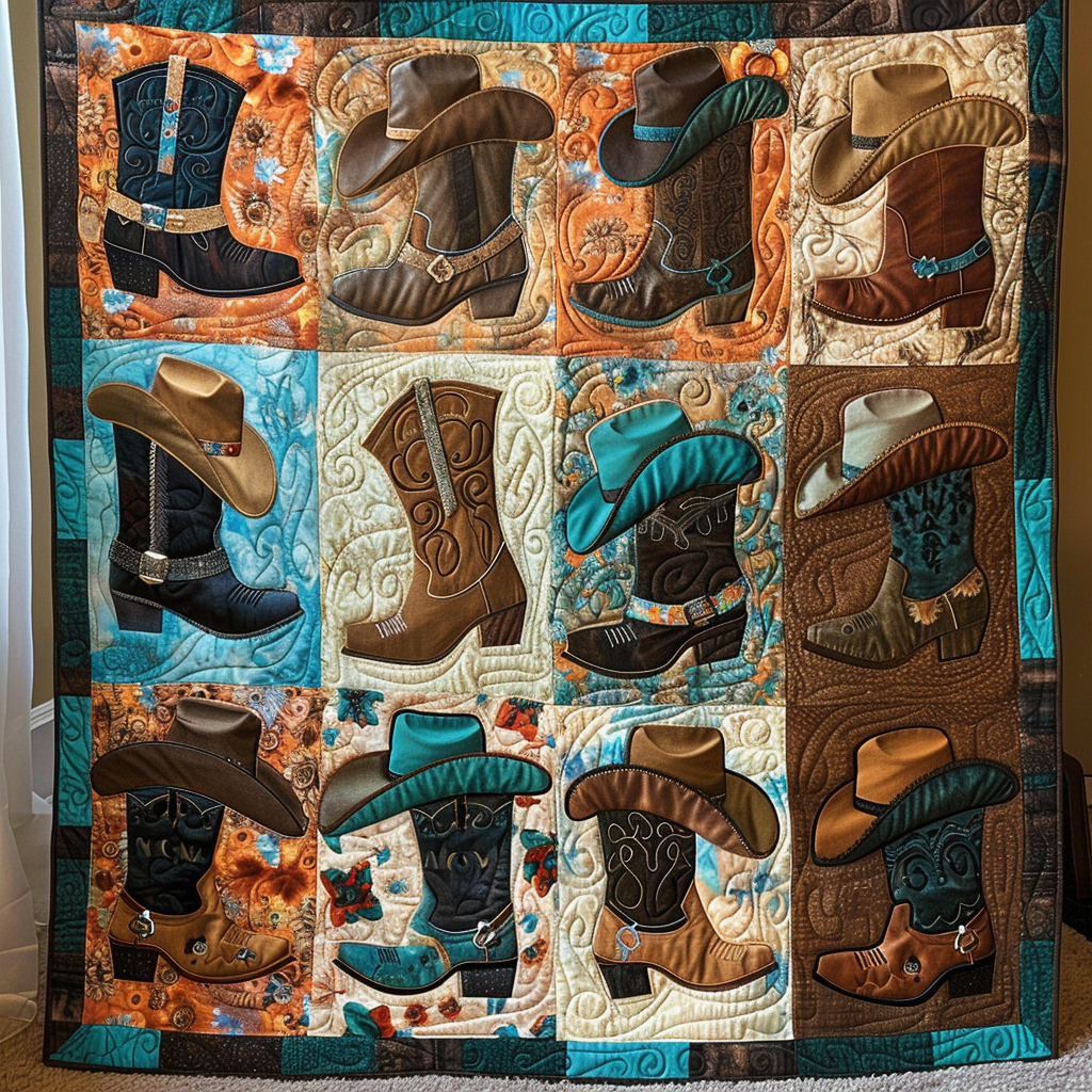 Boots & Hats Heritage Quilted Blanket Celebrate America's 250th Patriotic Themed Gifts - Tradiviet