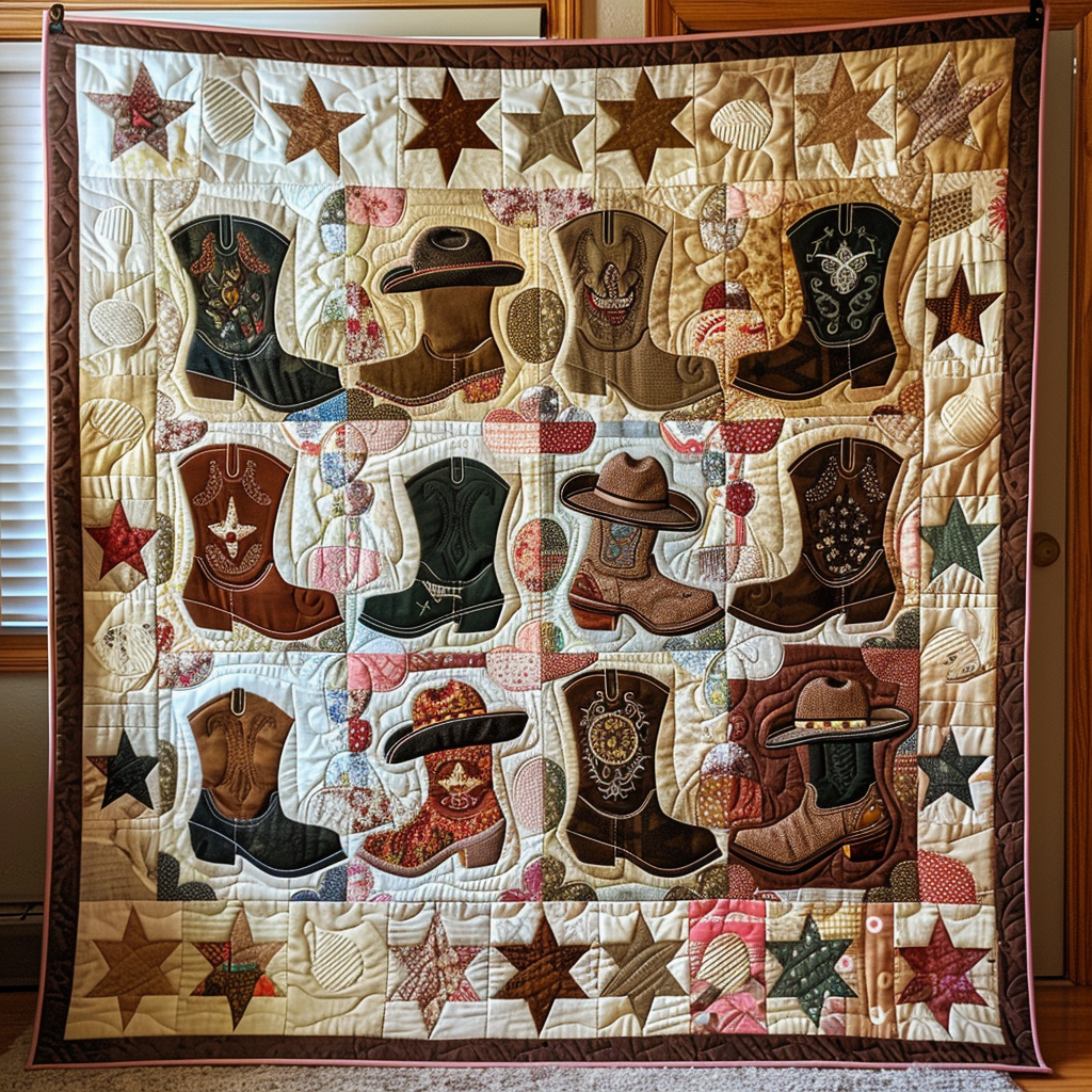 Boots & Spurs Quilted Blanket America's 250th Anniversary Gift For Patriots - Tradiviet