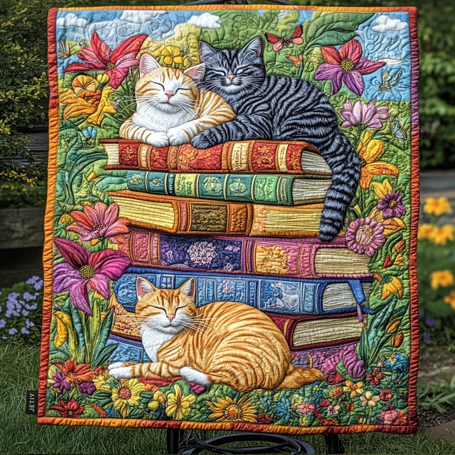 Botanical Book Nook Quilted Blanket Room Decor Ideas Gift For Friend - Tradiviet