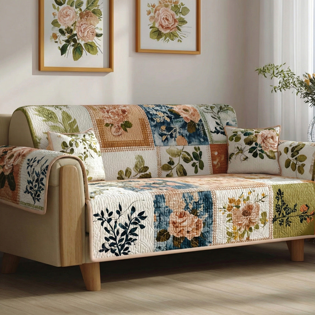 Botanical Calm Quilted Sofa Cover Cozy Home Room Decor Gifts For Home Lovers - Tradiviet
