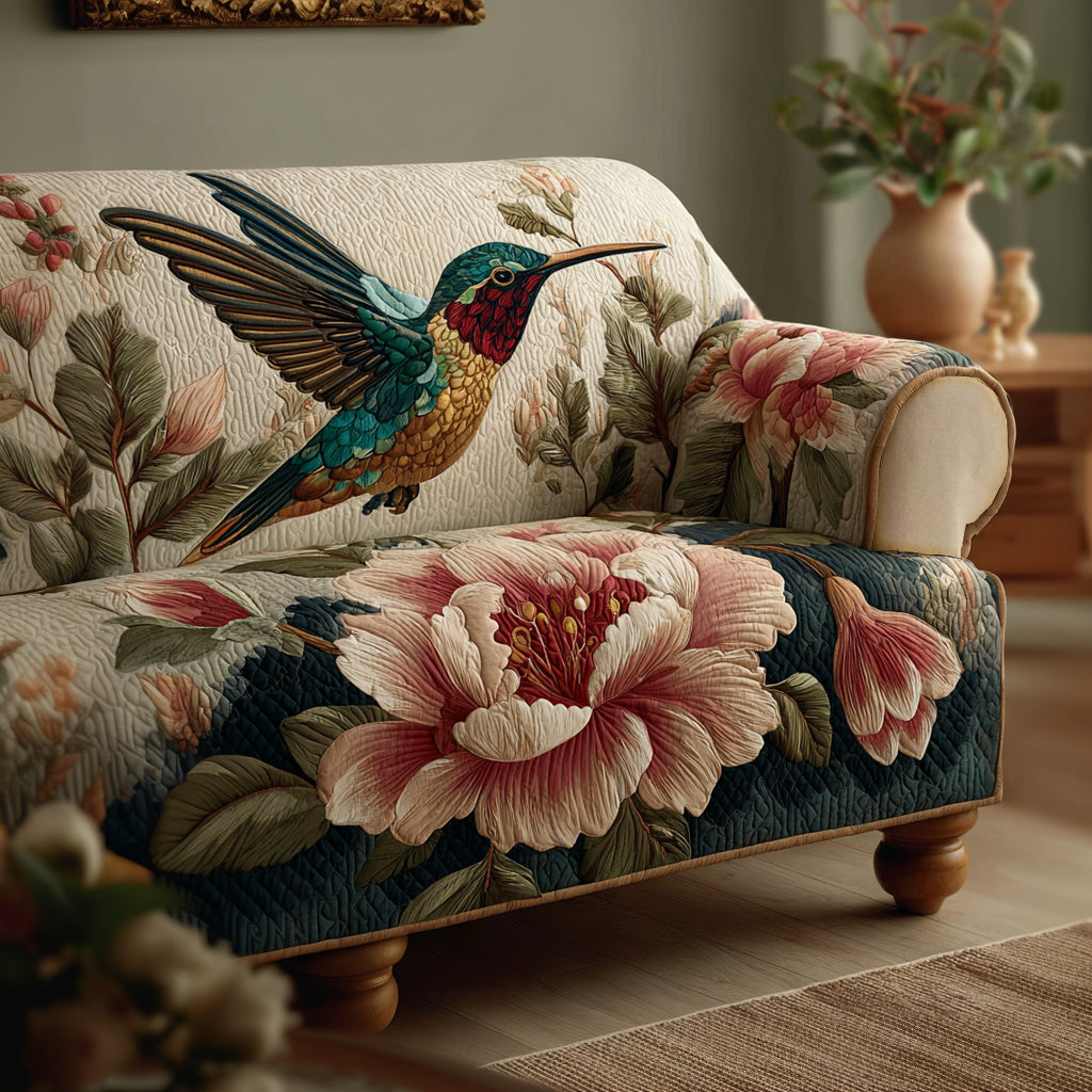 Botanical Grace Quilted Sofa Cover Unique Room Decor Unique Home Decor Gifts - Tradiviet