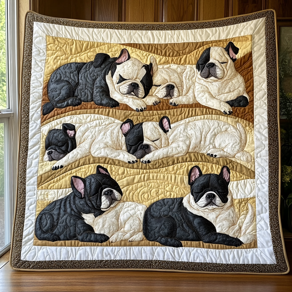 Boulevard Bulldog Quilted Blanket Home Good Decoration Gift For Parents - Tradiviet