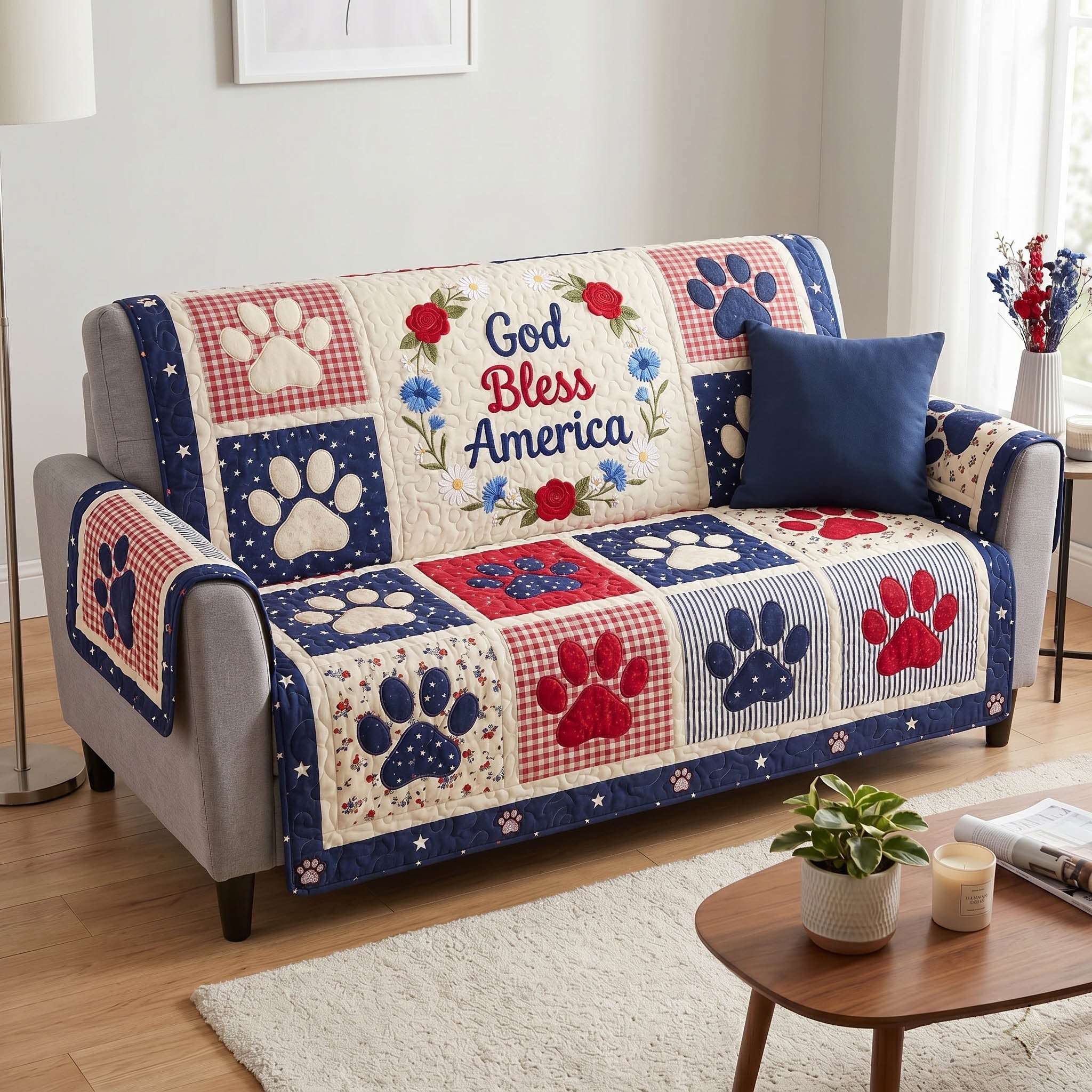 Brave Whiskers Quilted Sofa Cover Beautiful Home Room Decor Trendy Room Decor Gifts - Tradiviet