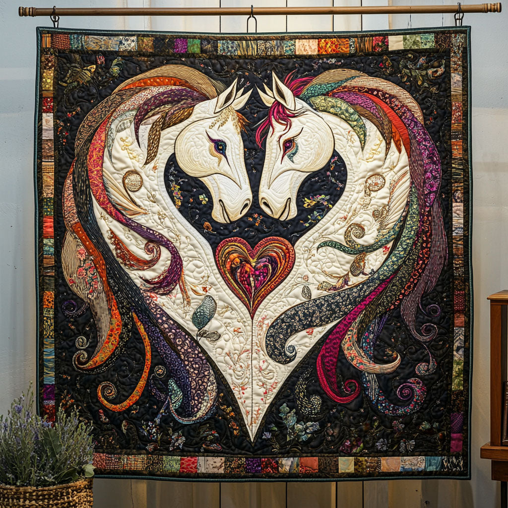 Bridle and Heart Quilted Blanket American 250 Years Birthday Gift For Aesthetic Room - Tradiviet
