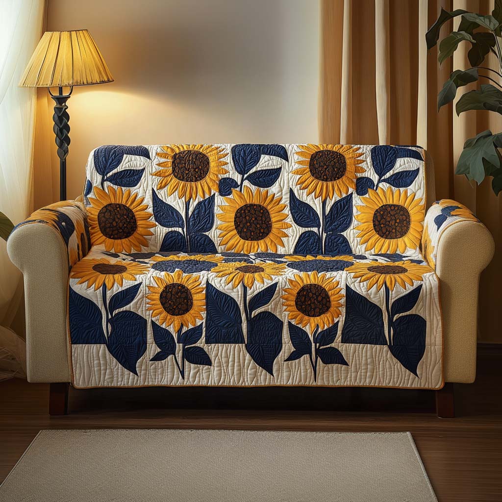Bright Bloom Quilted Sofa Cover Soft Home Room Decor Gift For Cozy Spaces - Tradiviet