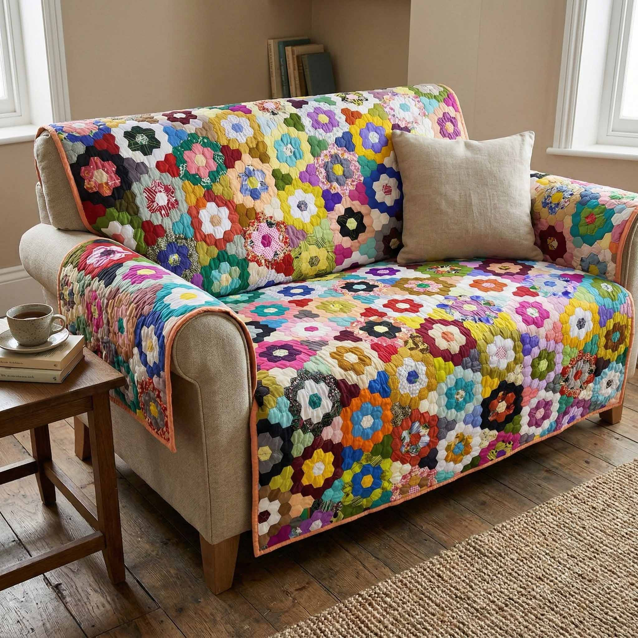Bright Bouquet Quilted Sofa Cover Slipcover Couch Covers Holiday Gifts For Couples - Tradiviet