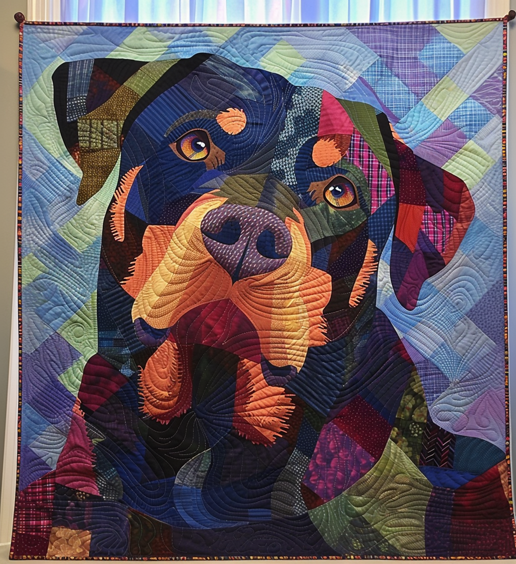 Bright Hues Rottie Joy Quilted Blanket America Patriotic Gifts For Patriotic Dad - Tradiviet