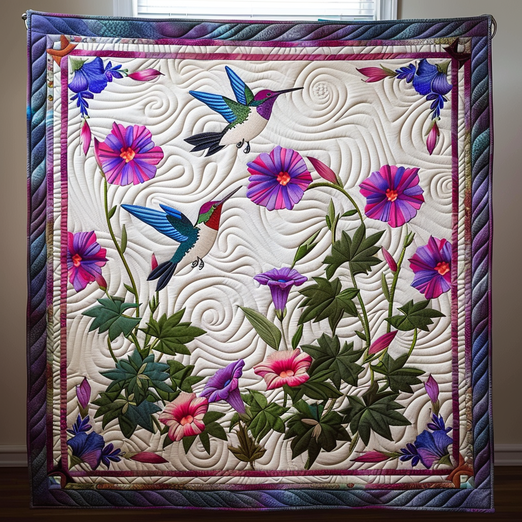 Bright Hummingbird Quilted Blanket Semiquincentennial Gifts For A Patriotic Person - Tradiviet