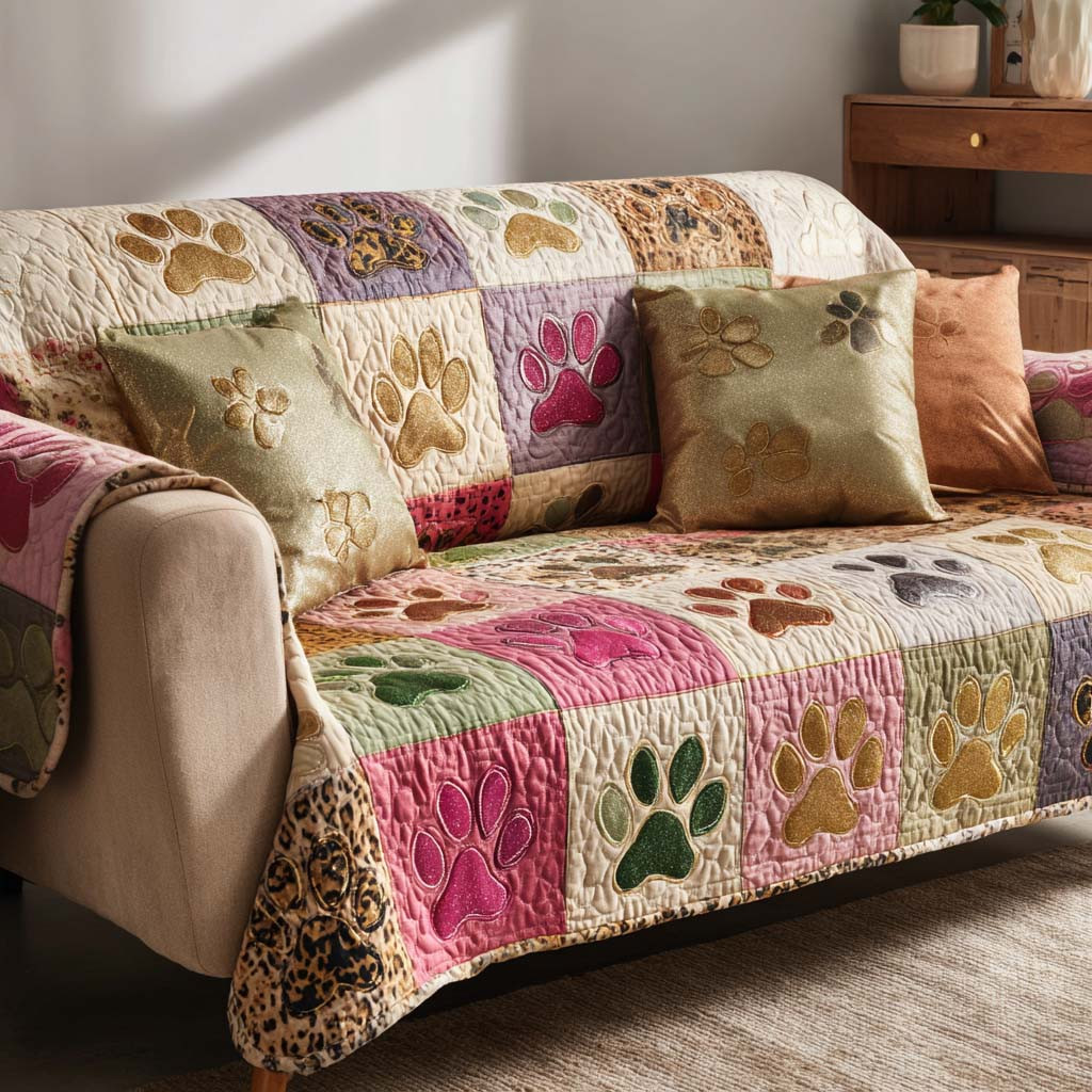 Bright Paw Patch Quilted Sofa Cover The Best Slipcovers Birthday Presents For Dog Lovers - Tradiviet