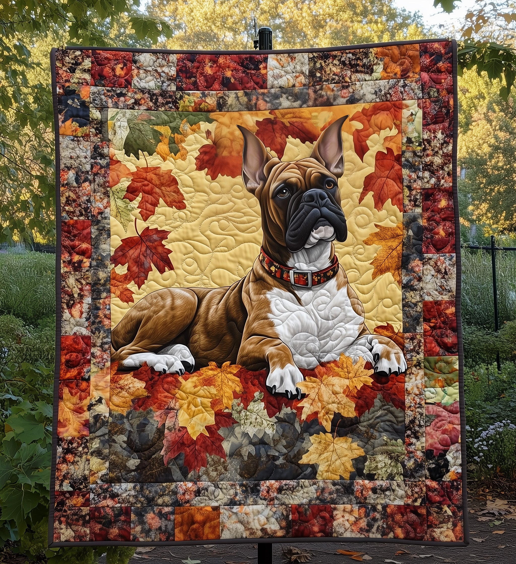 Brindle Boxer Dog Quilted Blanket America's 250th Anniversary Gifts For Independence Day - Tradiviet