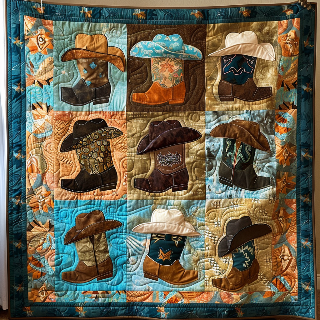 Bronco Buster Quilted Blanket Celebrating USA 250 Gift For Veteran Dad - Tradiviet