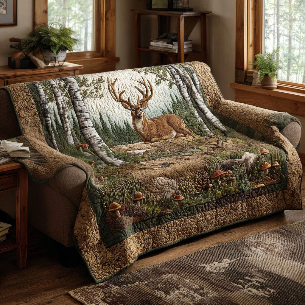 Buck Country Quilted Sofa Cover Seasonal Room Decor Cozy Housewarming Gift Ideas - Tradiviet
