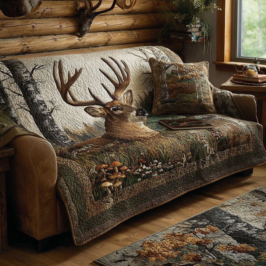 Buck Pursuit Quilted Sofa Cover Natural Room Decor New Home Gift Ideas - Tradiviet