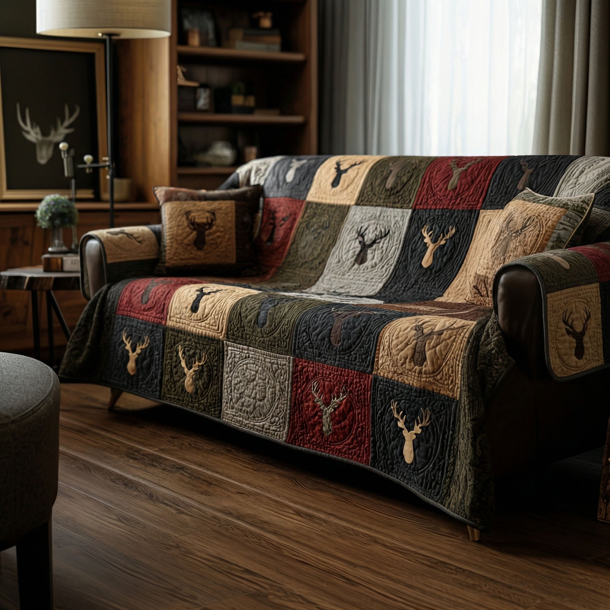 Buck Trail Patchwork Quilted Sofa Cover Unique Home Room Decor Unique Housewarming Gift Ideas - Tradiviet
