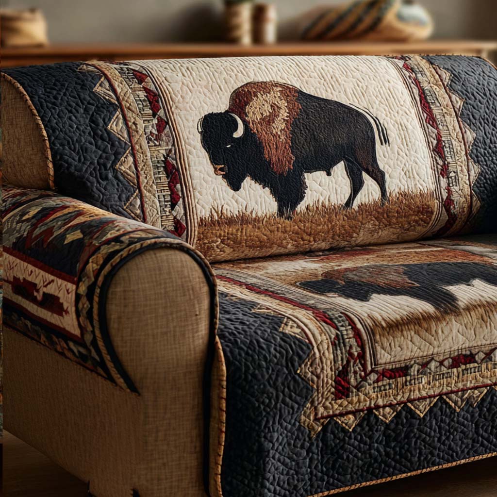 Buffalo Plains Quilted Sofa Cover Wall Room Decor Gift For Buffalo Lover - Tradiviet