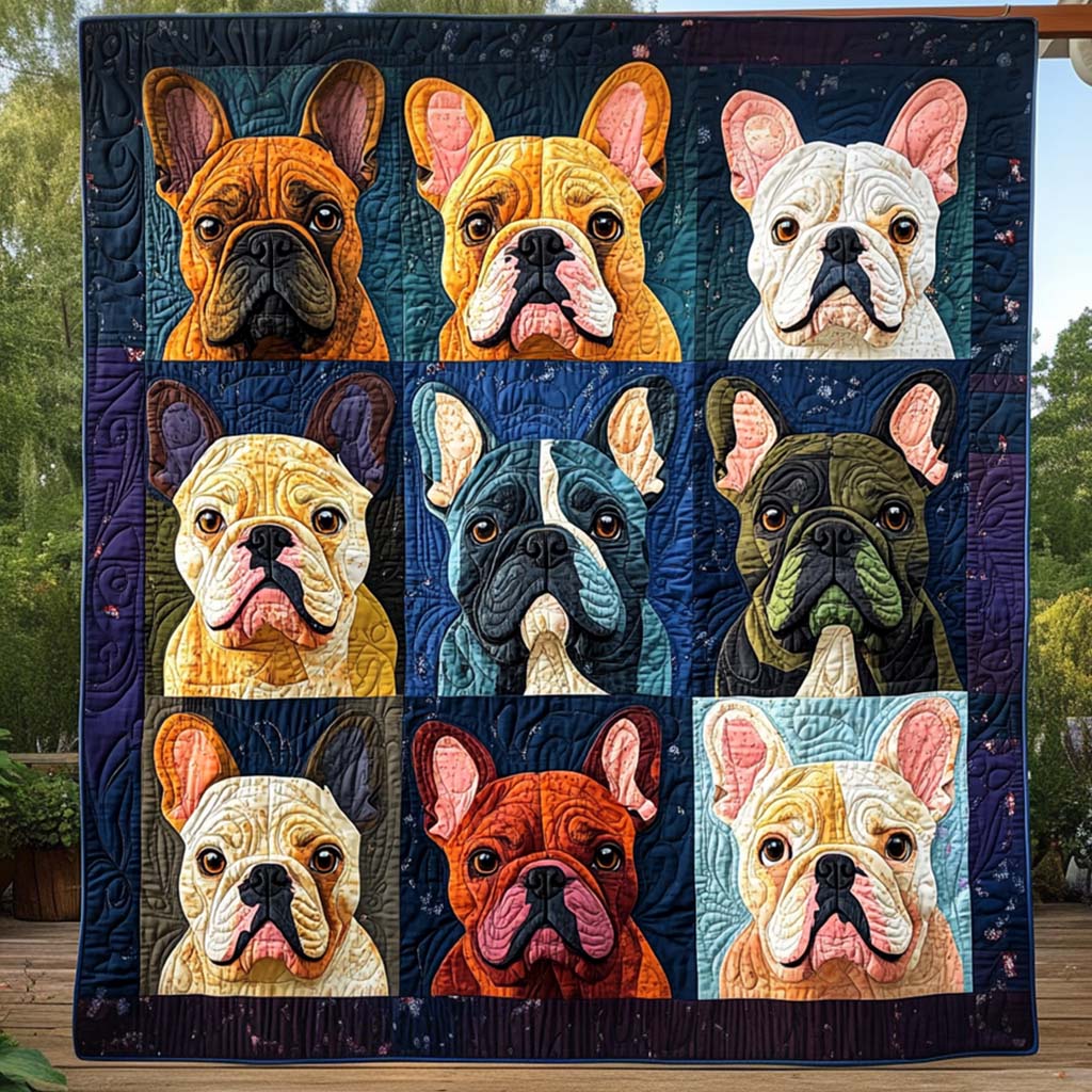 Bulldog Chic Quilted Blanket Home Decor Gift For Friend - Tradiviet