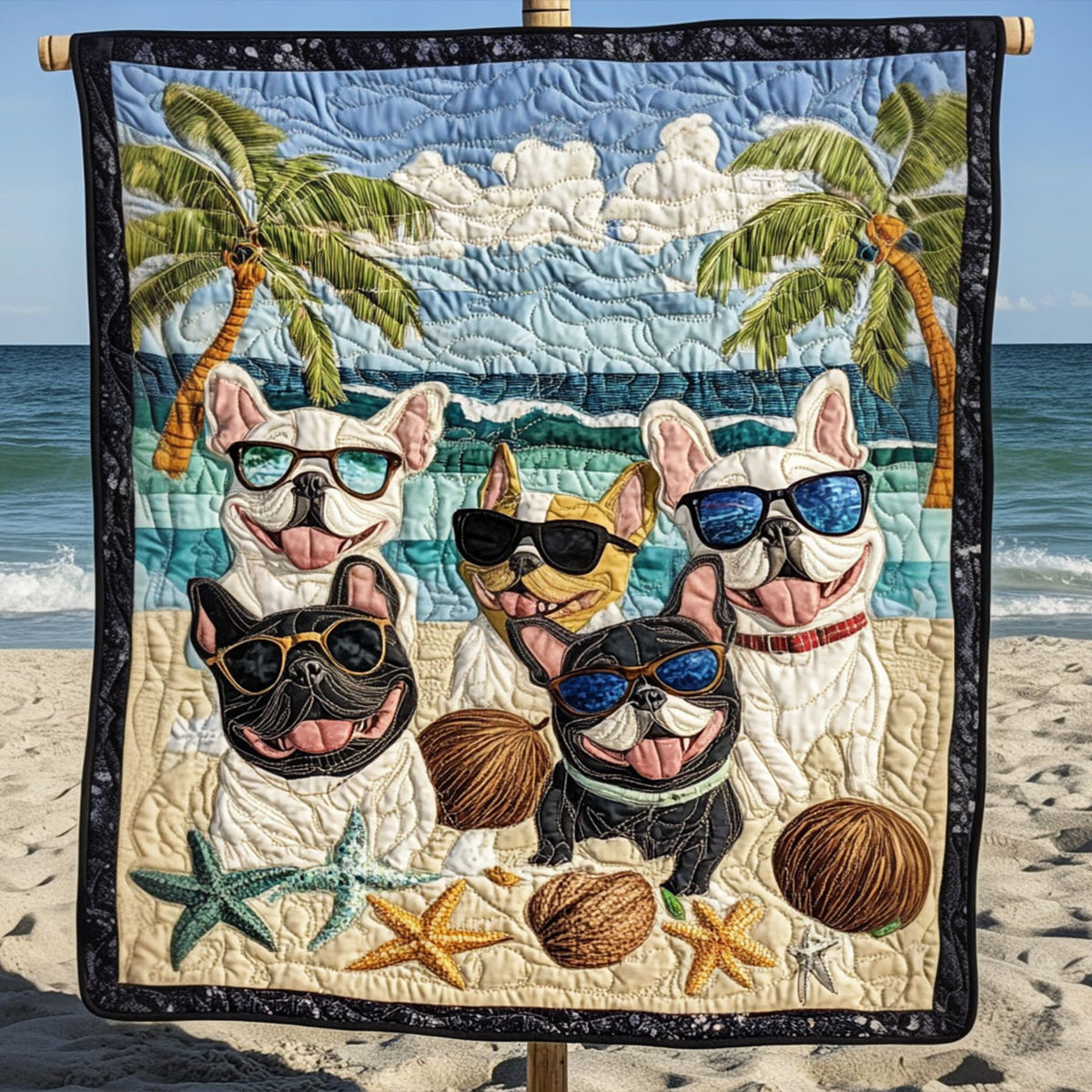 Bulldog Friends Quilted Blanket Home Good Decoration Gift For Him - Tradiviet