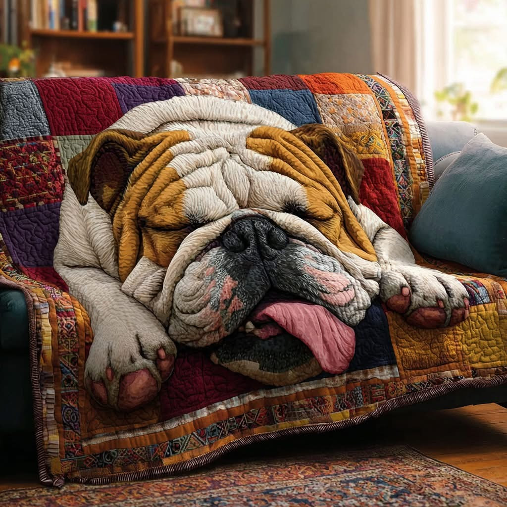 Bulldog Gentle Giant Quilted Blanket Cute Animal Throw Blanket Gifts For Bulldog Lovers - Tradiviet