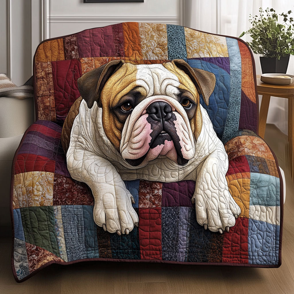 Bulldog Heartstrings Quilted Blanket Decorations For Your Room Gift For Women - Tradiviet
