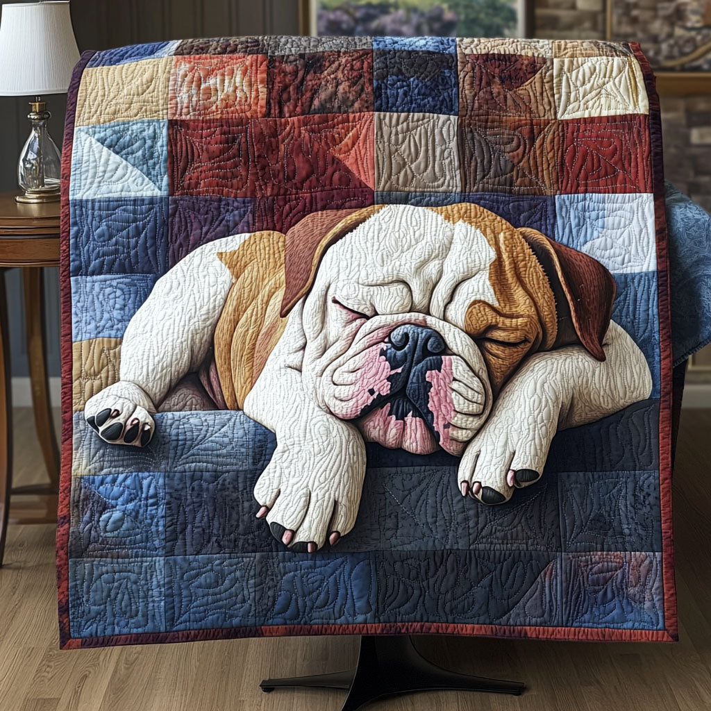 Bulldog Hugs and Kisses Quilted Blanket Bedroom Decorations Gift For Coworker - Tradiviet