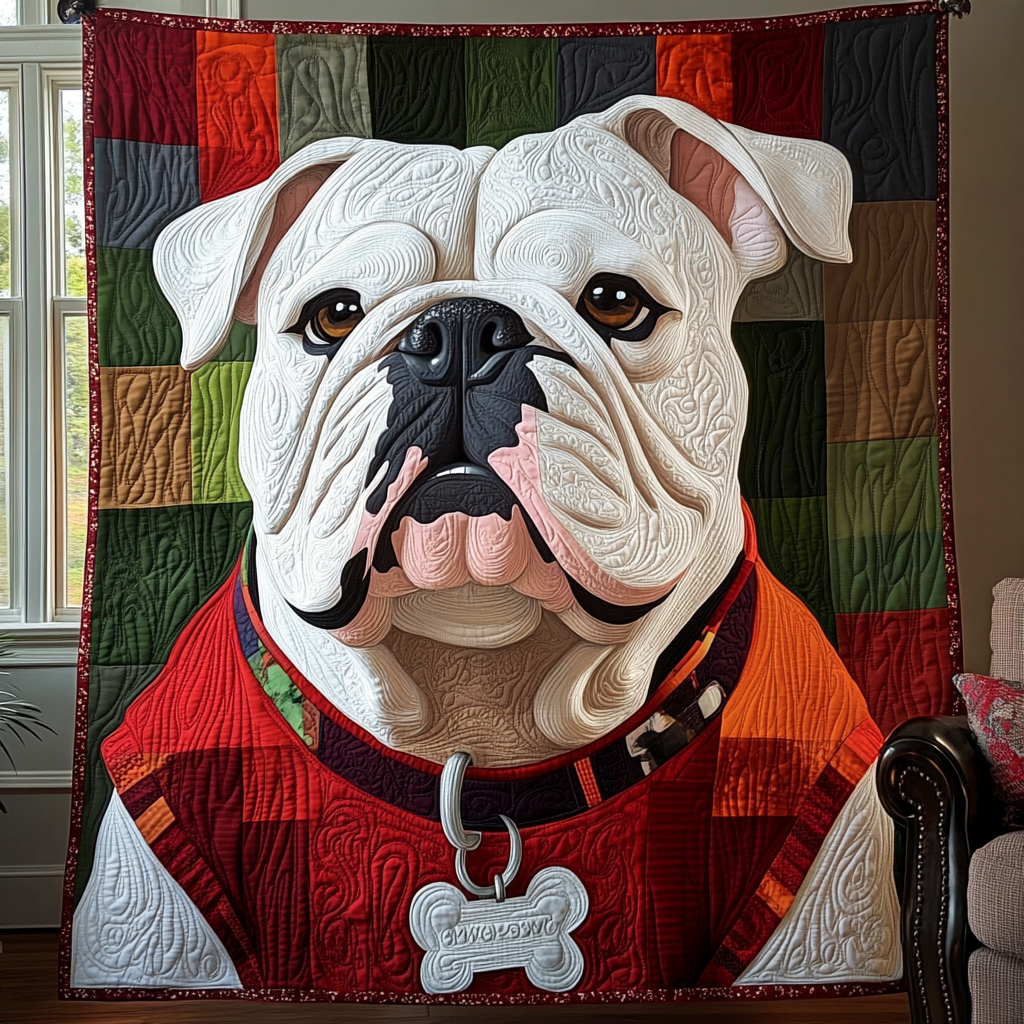 Bulldog In Style Quilted Blanket Bed Room Decoration Gift For Decor Home - Tradiviet