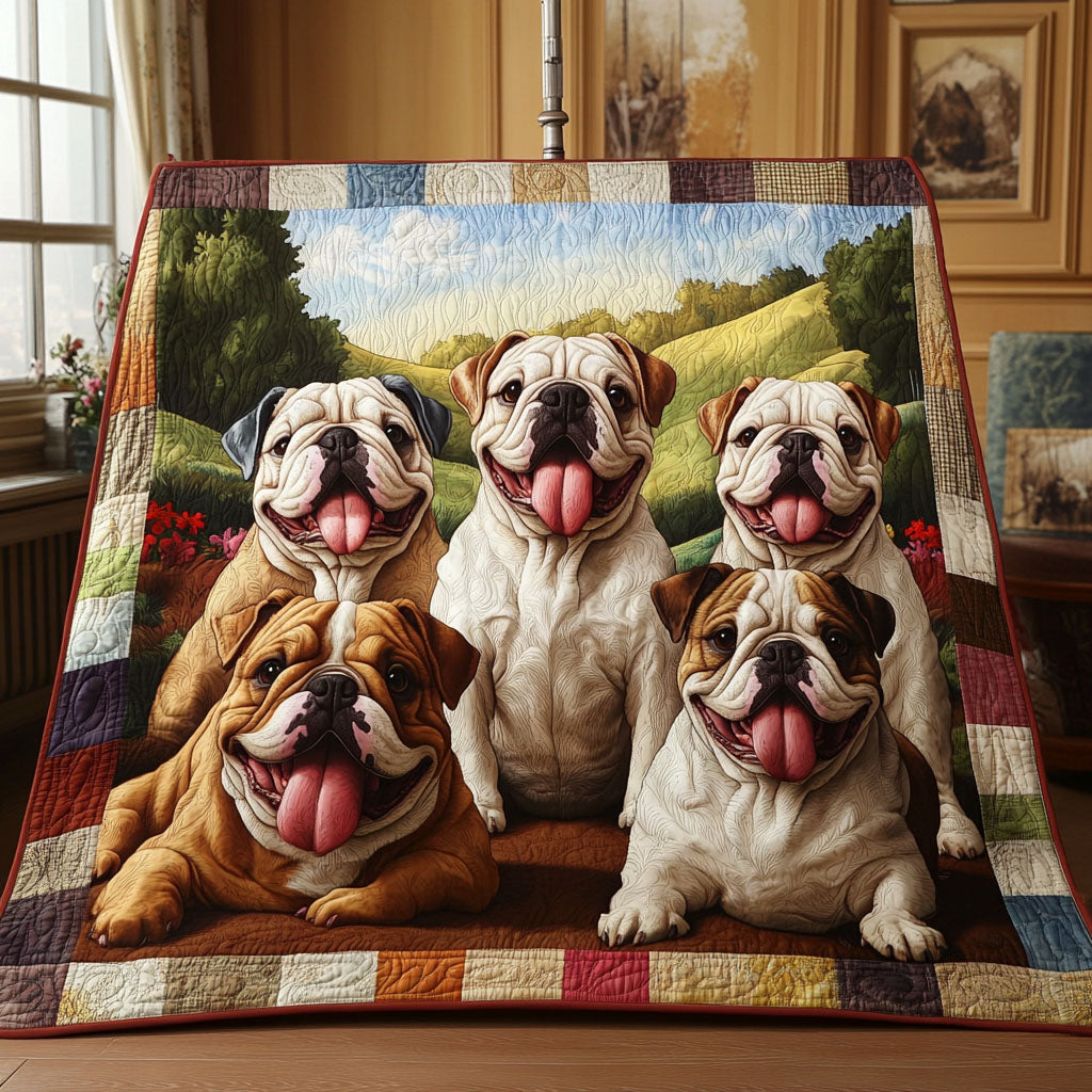 Bulldog Masterpiece Quilted Blanket Bohemian Bedroom Furniture Gift For Wall Decor - Tradiviet