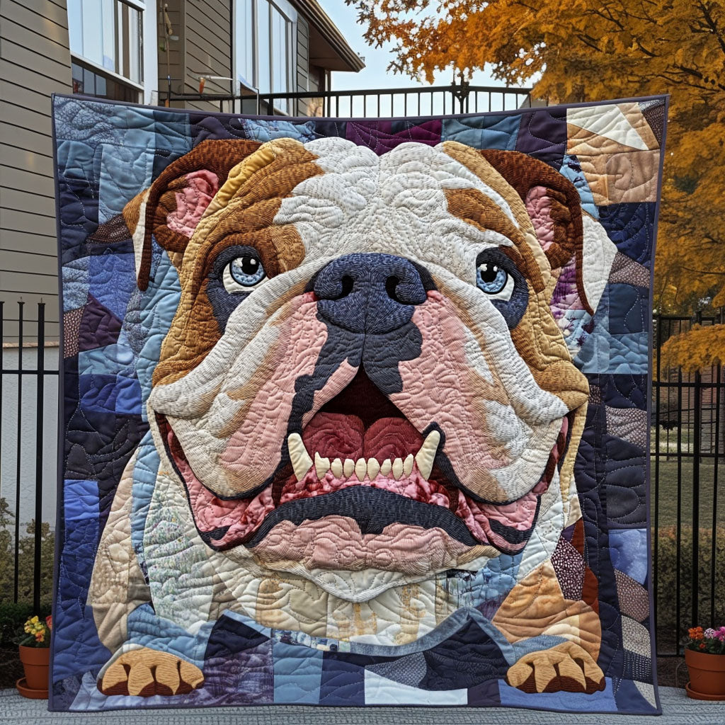 Bulldog Moments Quilted Blanket Holiday Room Decor Gift For Indoor Decor - Tradiviet