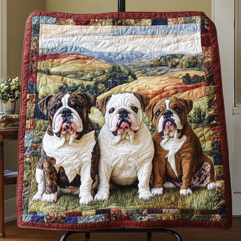 Bulldog Nature Quilted Blanket Room Decor Gift For Bedroom Decor - Tradiviet