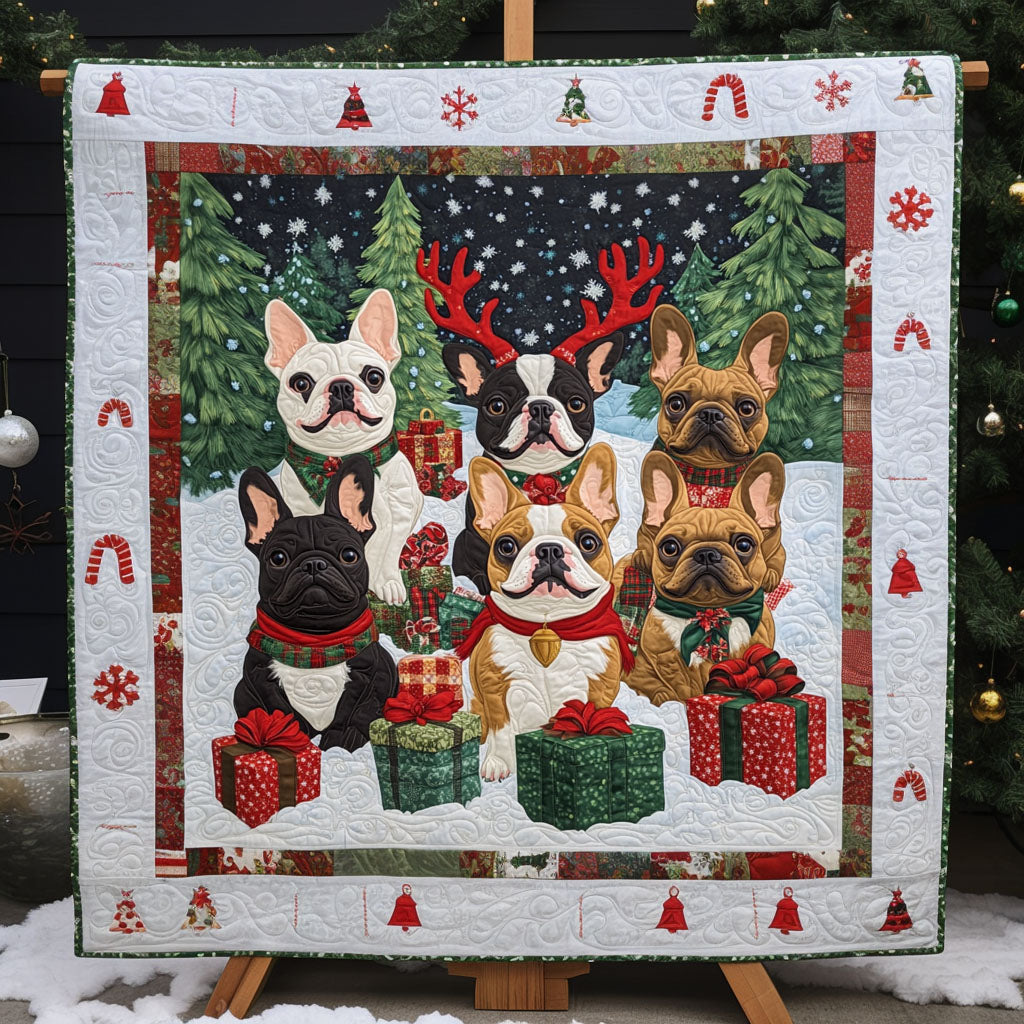 Bulldog Noel Quilted Blanket Holiday Home Decor Gift For Farmhouse Decor - Tradiviet