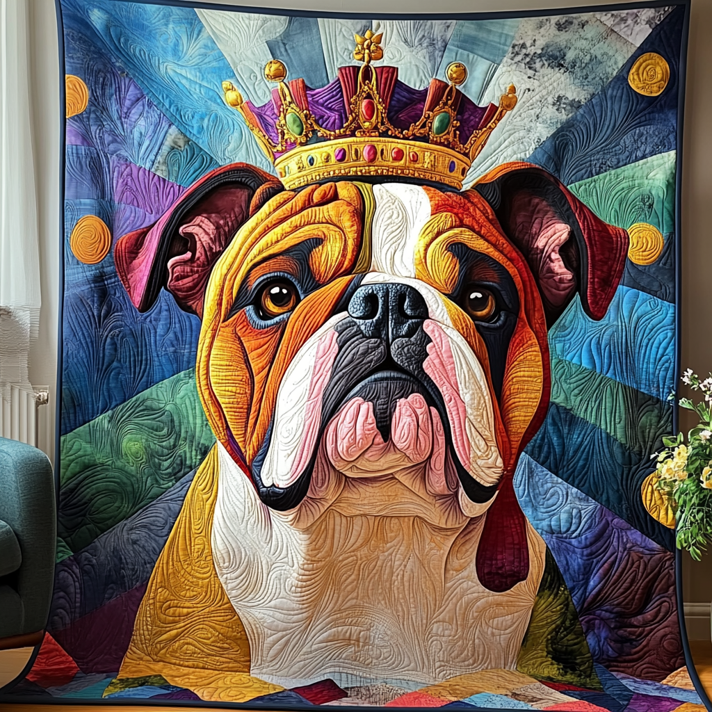 Bulldog Pride Parade Quilted Blanket 4Th Of July Gift For New Home - Tradiviet