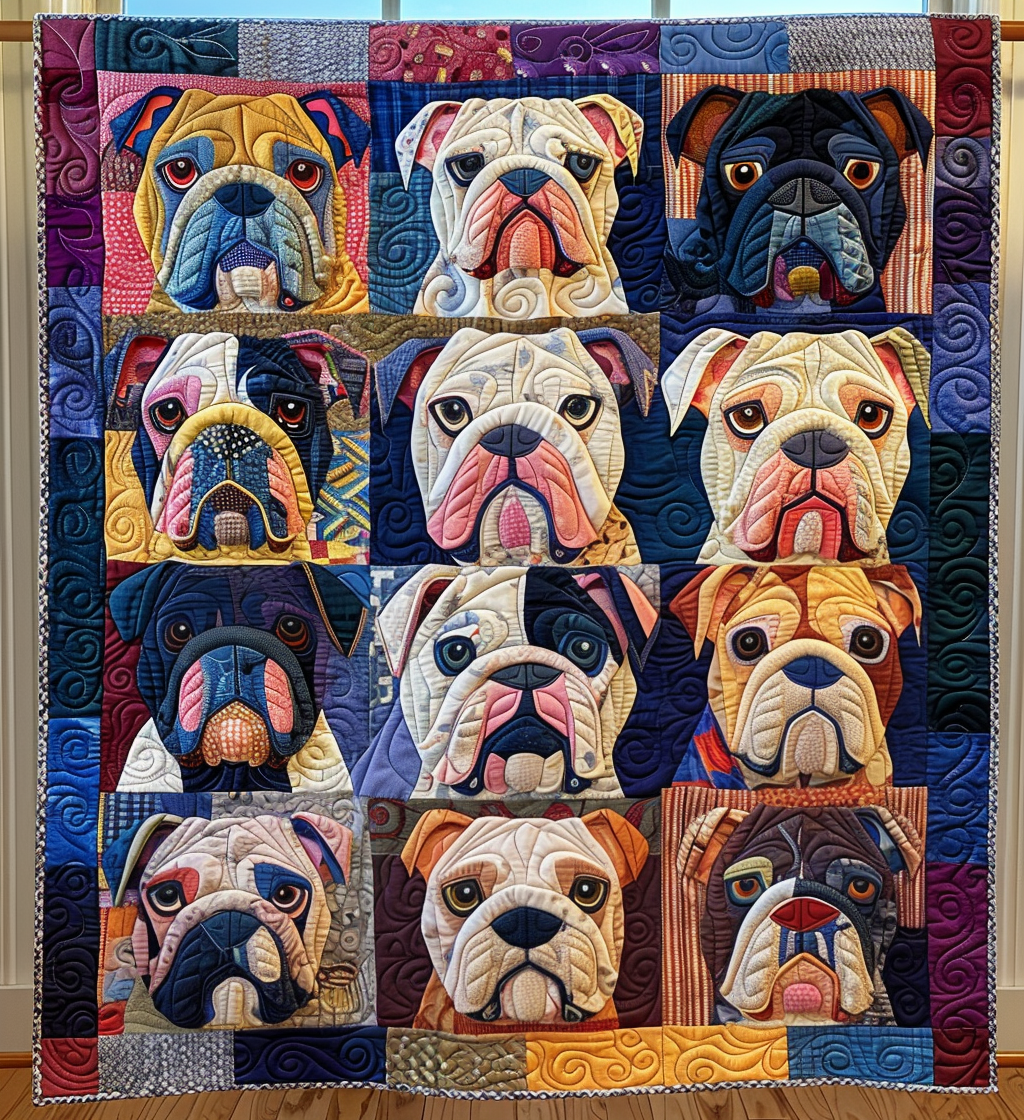 Bulldog Rustic Retreat Quilted Blanket 4Th Of July Apparel Gift For Home Lover - Tradiviet