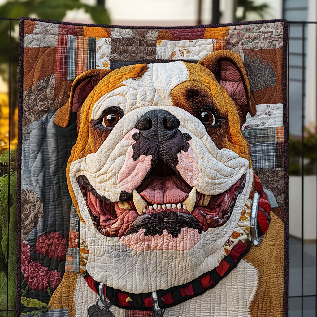 Bulldog Vibes Quilted Blanket America 250 Years Gift For Apartment Decor - Tradiviet