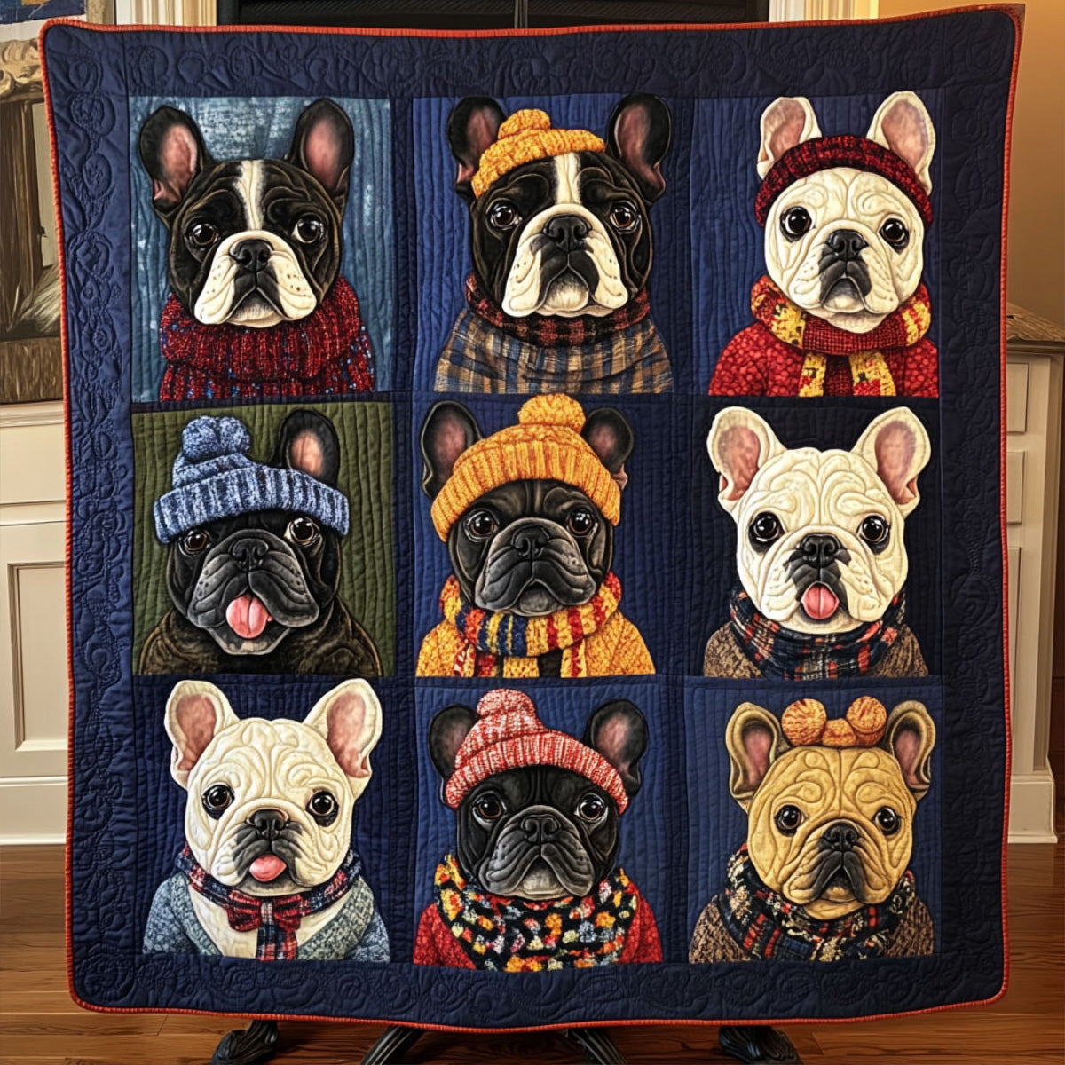 Bulldog Winter Magic Quilted Blanket America 250Th Anniversary Gift For Seasonal Decor - Tradiviet