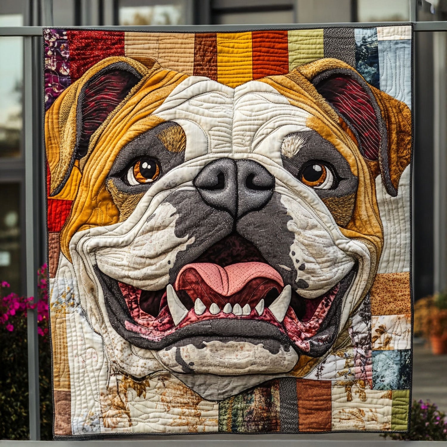Bulldog Wishes Quilted Blanket America Celebrates 250Th Anniversary Gift For Family Decor - Tradiviet