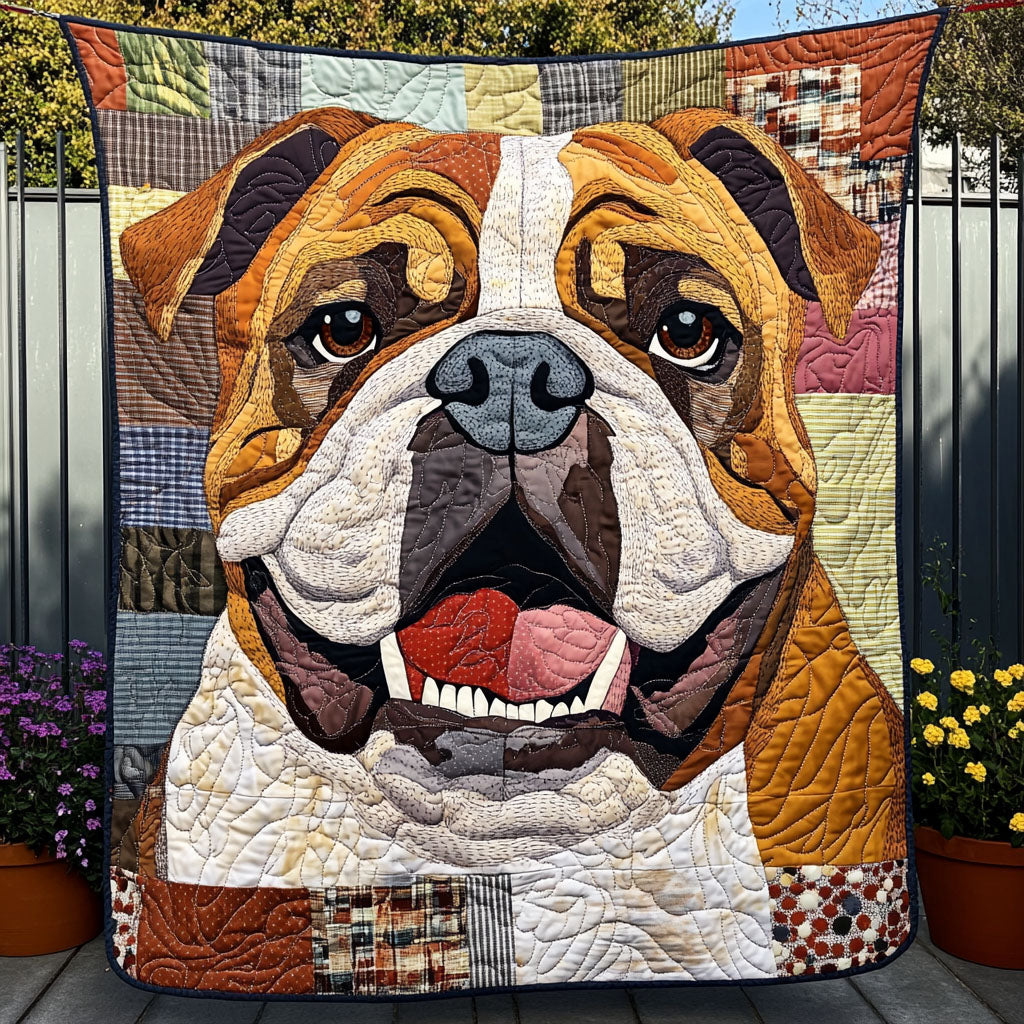 Bulldog Wonders Quilted Blanket America Land Of The Free Gift For Cute Decor - Tradiviet
