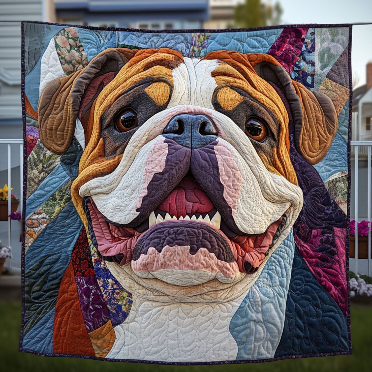 Bulldog World Quilted Blanket America's Birthday Gift For Home Accent - Tradiviet