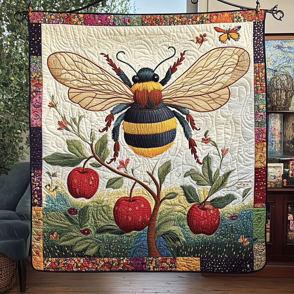 Bumble Bliss Quilted Blanket Cute 4Th Of July Gift For Porch Decor - Tradiviet