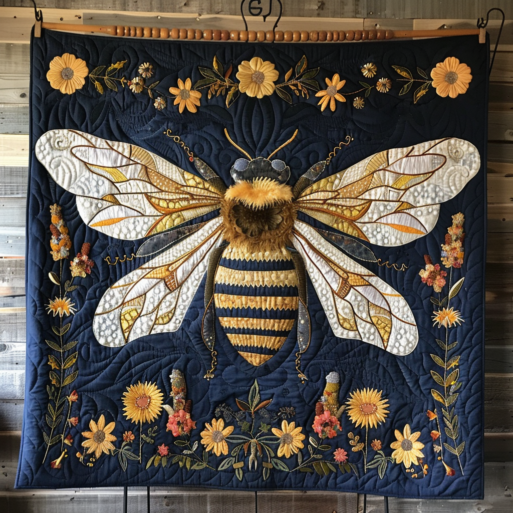 Bumble Bloom Quilted Blanket Cute Fourth Of July Patriotic Gifts - Tradiviet