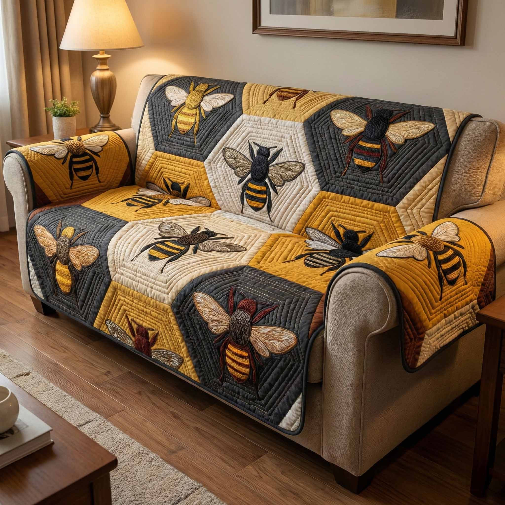 Bumble Patch Quilted Sofa Cover Best Couch Covers Bee Gifts For Men - Tradiviet