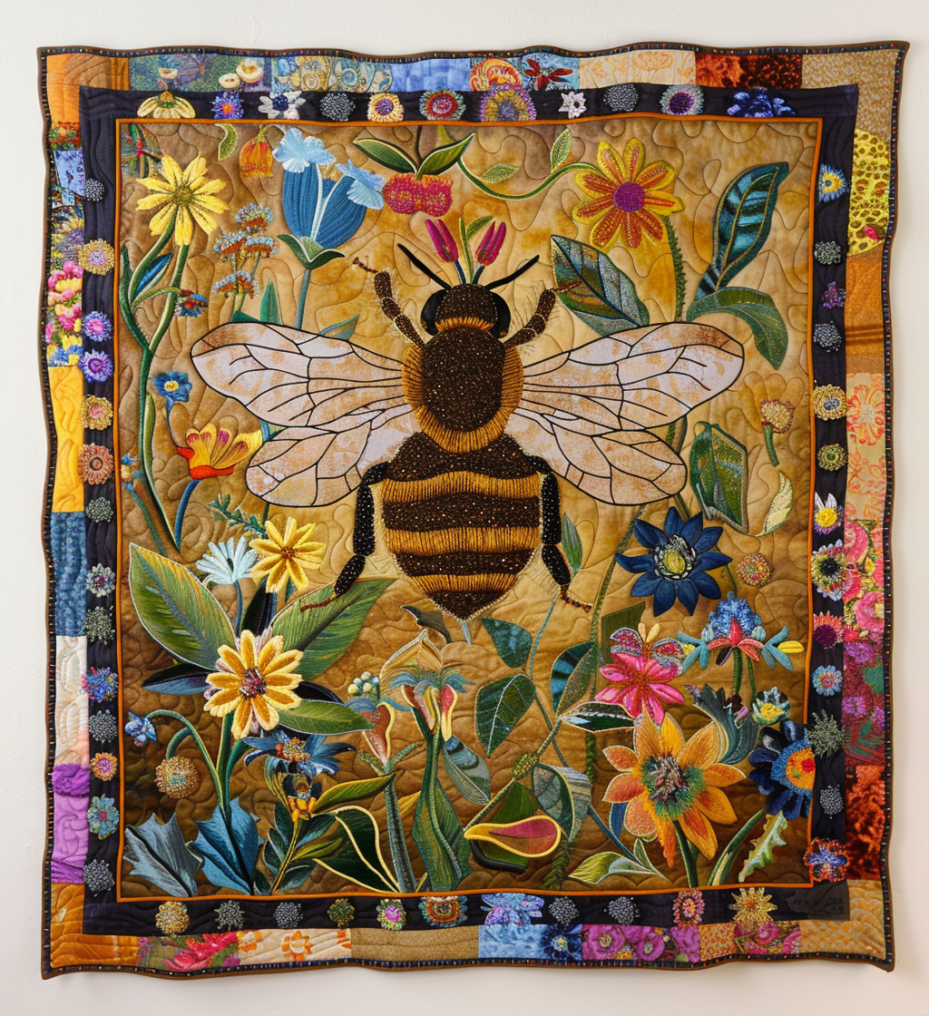 Bumblebee Garden Quilted Blanket Independence Day 2026 Patriotic Gifts For Men - Tradiviet